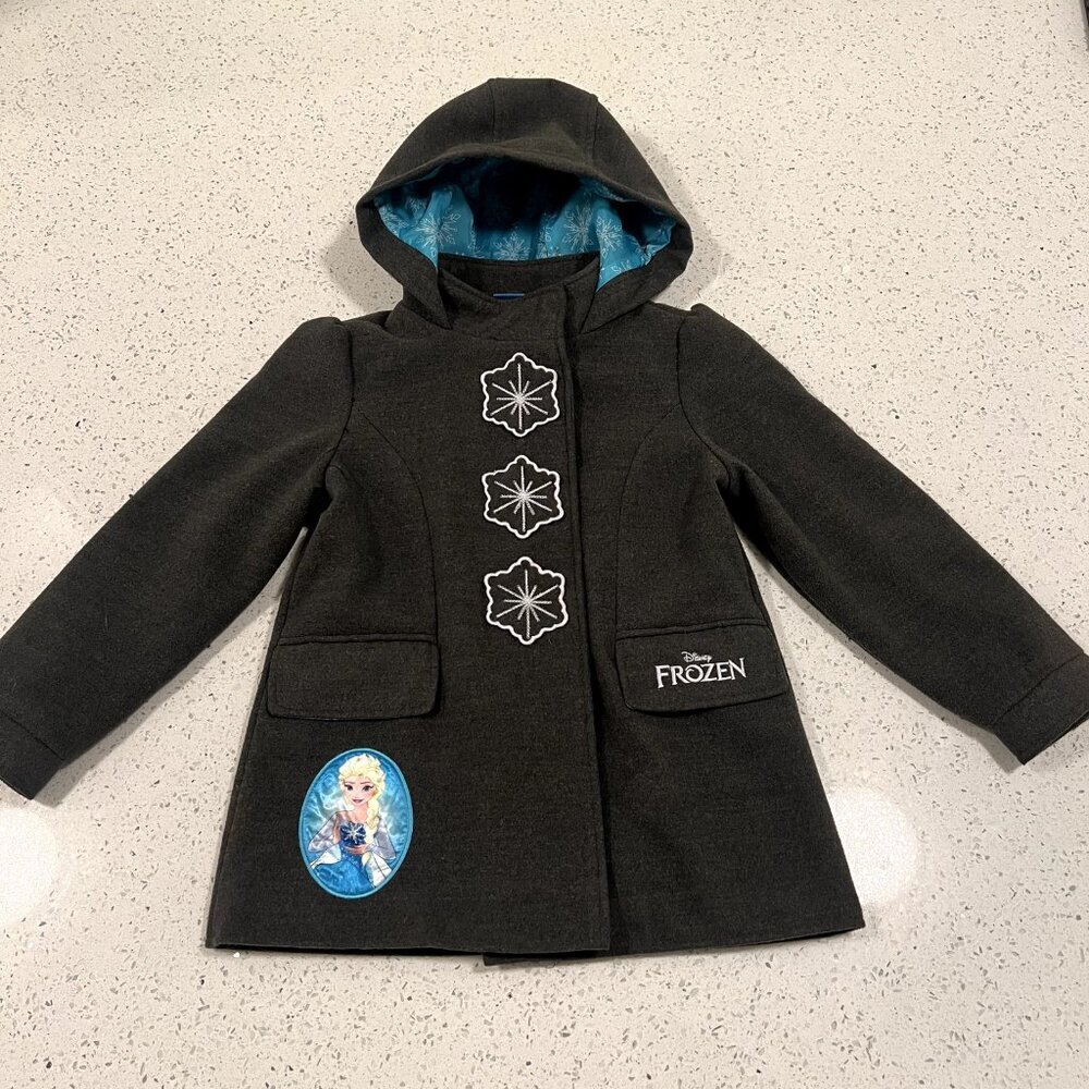 20% off $40+! Authentic Disney Frozen Girls Jacket 6X Grey LIKE NEW Pea Coat